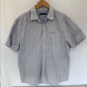 Ben Sherman Men's White and Blue Patterned Shirt Sz XXL